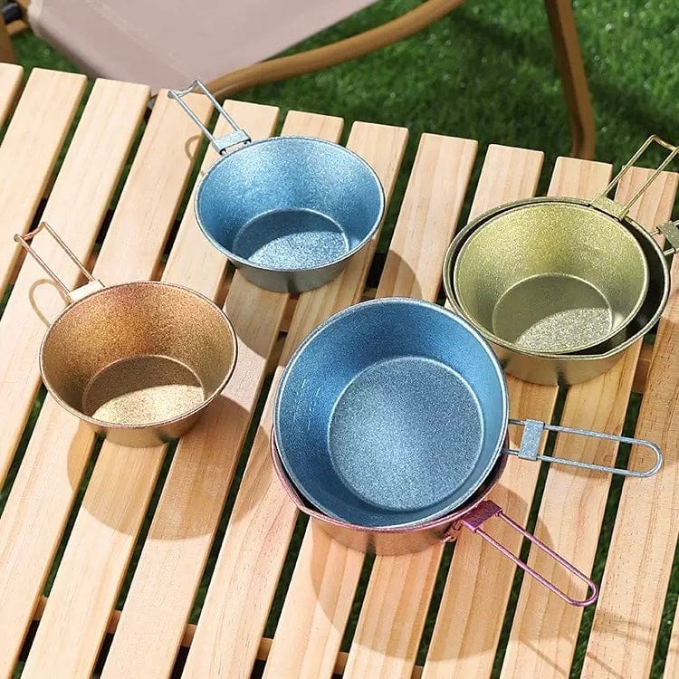 QaluX Pure Titanium Snow Peak Bowl with Foldable Handle 320ml Ultralight Camping Bowl | Collapsible Design | ASTM F67 Implant-Grade