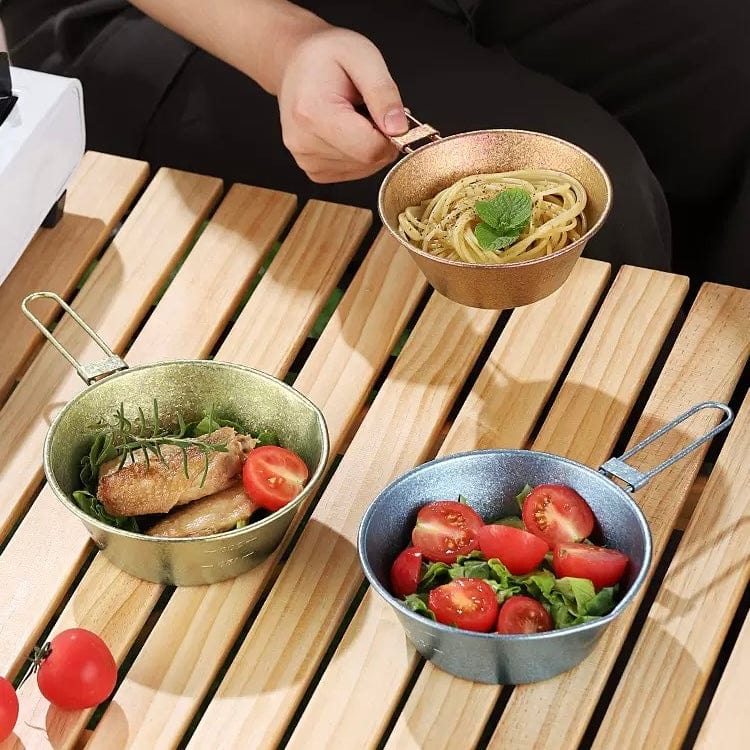 QaluX Pure Titanium Snow Peak Bowl with Foldable Handle 320ml Ultralight Camping Bowl | Collapsible Design | ASTM F67 Implant-Grade