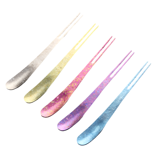 QaluX Pure Titanium Ice Cream Spoon & Fruit Fork Set (4-Pack)
125mm Dual-Use Design | 99.6% Ti Purity | High-Temperature Crystallized Texture
